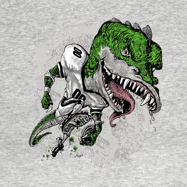 Old School Dinosaur Football Player by Mudge